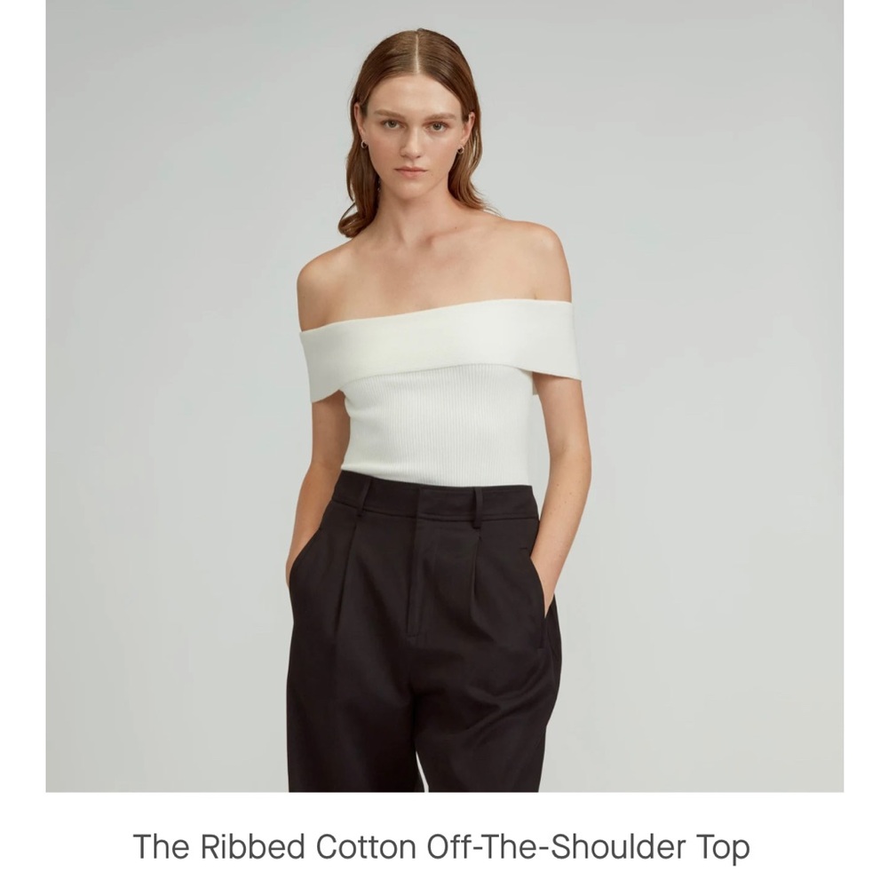 White Off-The-Shoulder Ribbed Top